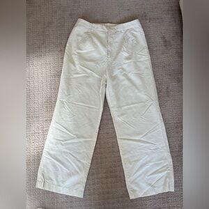 Unisex UniQlo Cream Linen Blend Wide Leg Trousers